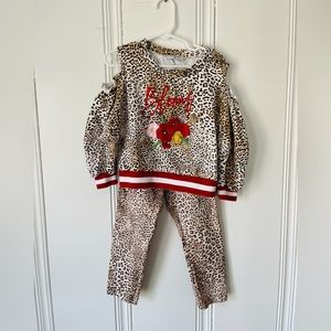 MonnaLisa Girls size 6 leopard 2 piece outfit RETAILS $214.50
